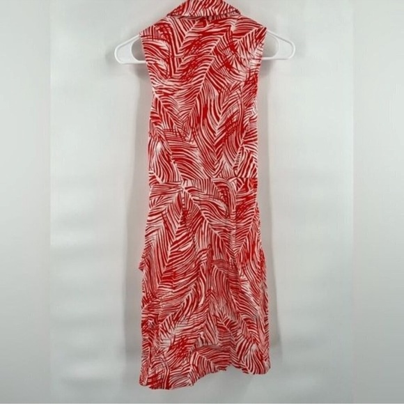 Talbots women’s red and white leafy belted wrap dress 4P - Picture 4 of 7